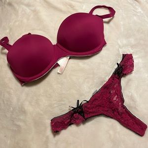 VS bra34C lightly worn and brand new unworn size large thong in mauve